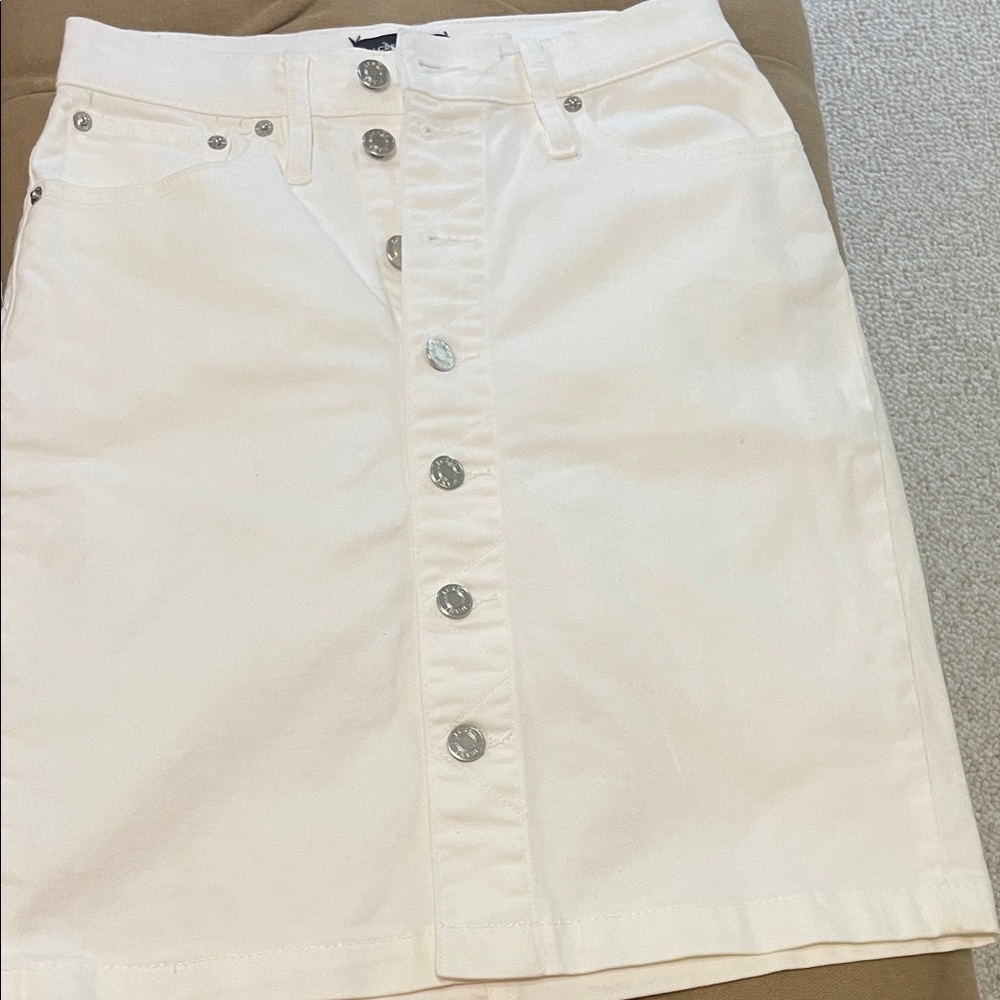 J. Crew White Button-Front Mini Skirt